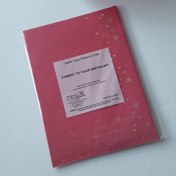 2 pcs C R Gibson Luxury Card Cheers to Your Birthday (1 Card with Envelope) - Picture 4 of 16